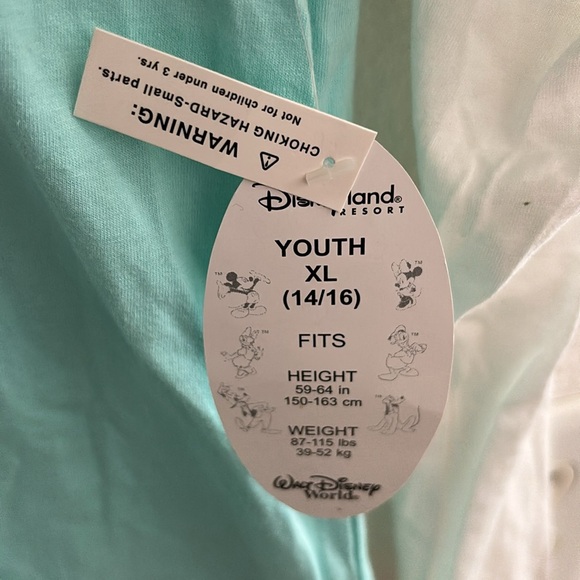 Disney Parks girls XL(14/16) white &light blue long sleeve shirt says Mickey NWT - Picture 6 of 14